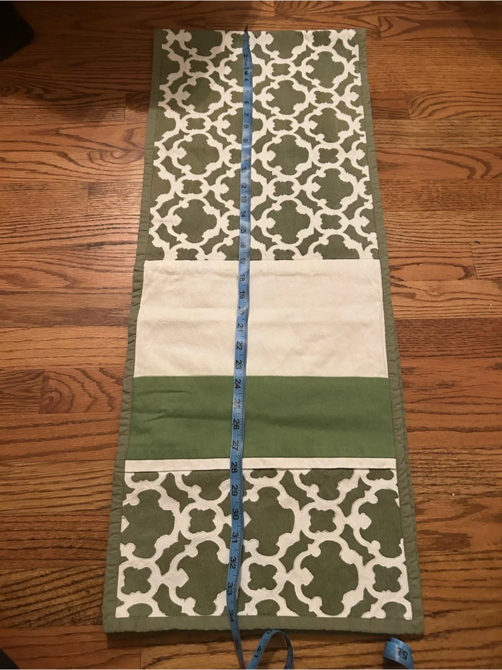 Green & White Cottagecore Inspired Table Runner